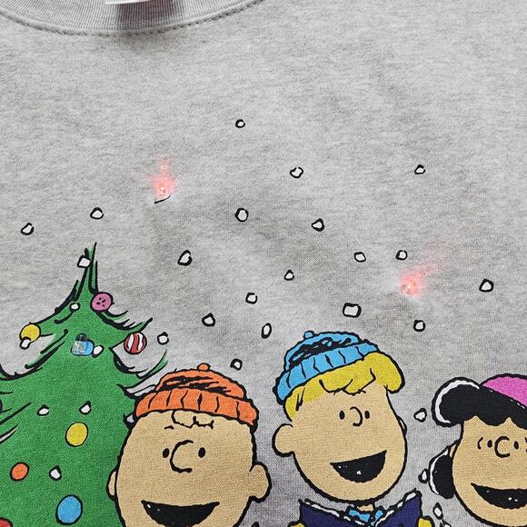 Peanuts Light Up Christmas Holiday Sweater Crew Neck Sz XL Snoopy Charlie Brown - Picture 3 of 9